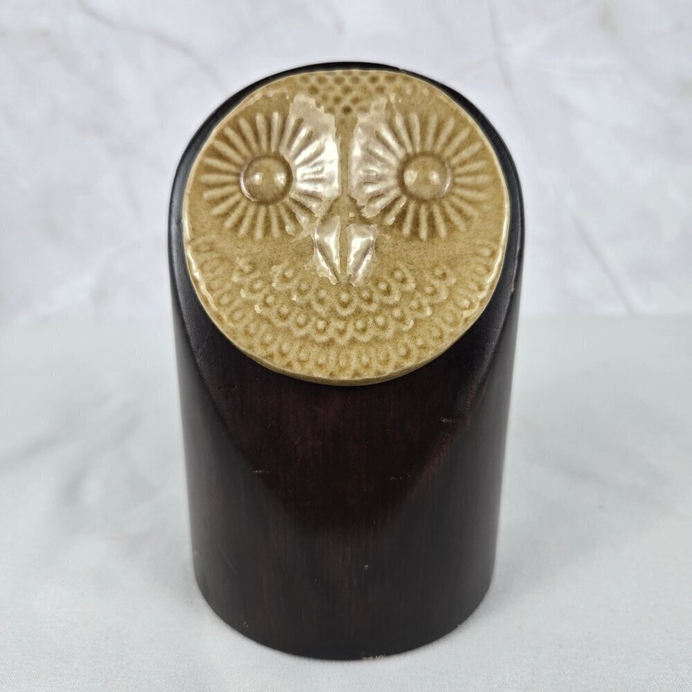 Ceramic Faced Owl Wooden Body Modern Swedish Design IKEA Minimalist
